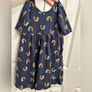 Hanna Andersson Navy Dress with Rainbow Motif